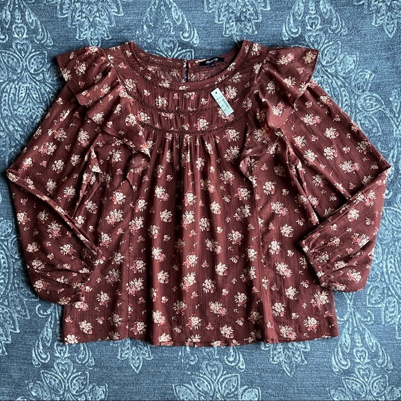 Madewell Ladder-Trim Ruffle Top Homestead Bouquet - Picture 4 of 11